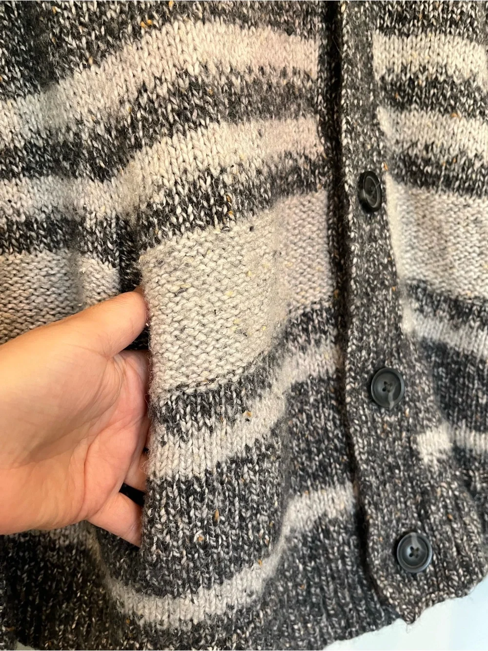 BR Tweed Pattern Shawl Wool Silk Blend Chunky Grandpa Prepping Cardigan Size XL